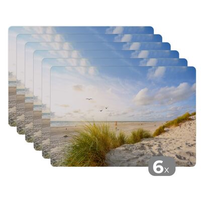 Placemats - 6 stuks - 45x30 cm - Strand - Zee - Vogels