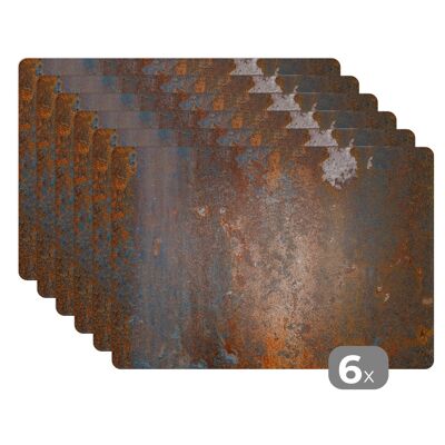 Placemats - 6 stuks - 45x30 cm - Staal - Vintage - Roest