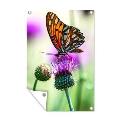 Tuinposter - 40x60 cm - Vlinder - Bloemen - Insecten