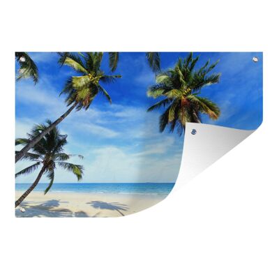 Tuinposter - 60x40 cm - Palmbomen - Strand - Zee