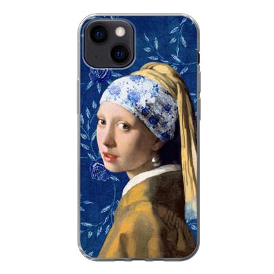 Hoesje voor iPhone 13 - Meisje met de parel - Delfts Blauw - Vermeer - Siliconen