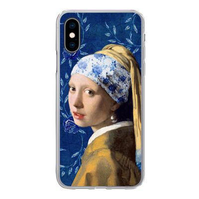 Hoesje voor iPhone X - Meisje met de parel - Delfts Blauw - Vermeer - Siliconen