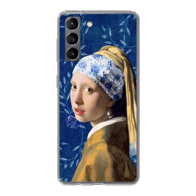 Hoesje voor Samsung Galaxy S21 - Meisje met de parel - Delfts Blauw - Vermeer - Siliconen
