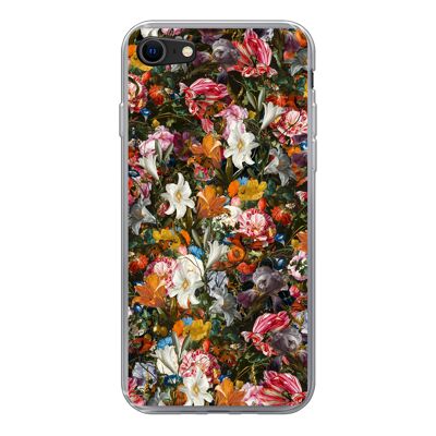 Hoesje voor iPhone 8 - Bloemen - Vlinder - Kunst - Siliconen
