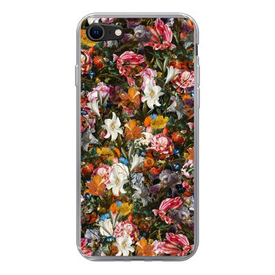 Hoesje voor iPhone 7 - Bloemen - Vlinder - Kunst - Siliconen