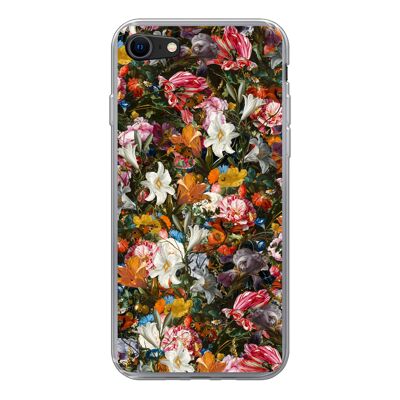 Hoesje voor iPhone SE 2020 - Bloemen - Vlinder - Kunst - Siliconen