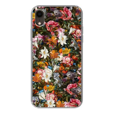 Hoesje voor iPhone XR - Bloemen - Vlinder - Kunst - Siliconen