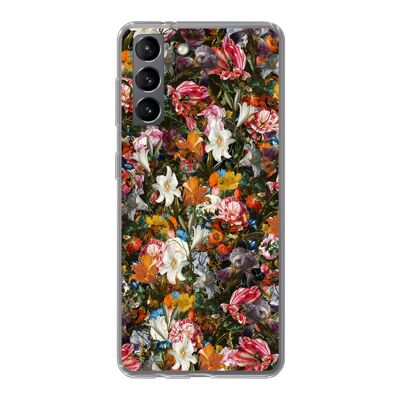Hoesje voor Samsung Galaxy S21 - Bloemen - Vlinder - Kunst - Siliconen