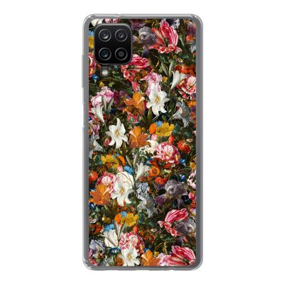 Hoesje voor Samsung Galaxy A12 - Bloemen - Vlinder - Kunst - Siliconen