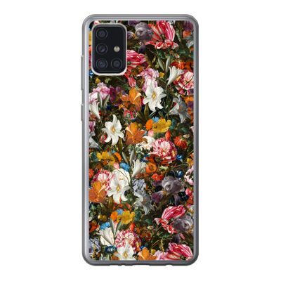 Hoesje voor Samsung Galaxy A52 5G - Bloemen - Vlinder - Kunst - Siliconen