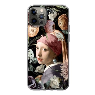 Hoesje voor iPhone 13 Pro - Meisje met de parel - Bloemen - Vermeer - Siliconen