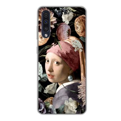 Hoesje voor Samsung Galaxy A50 - Meisje met de parel - Bloemen - Vermeer - Siliconen