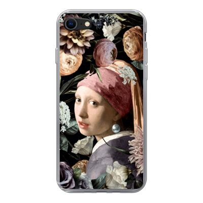 Hoesje voor iPhone 8 - Meisje met de parel - Bloemen - Vermeer - Siliconen