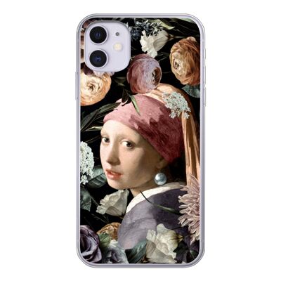 Hoesje voor iPhone 11 - Meisje met de parel - Bloemen - Vermeer - Siliconen