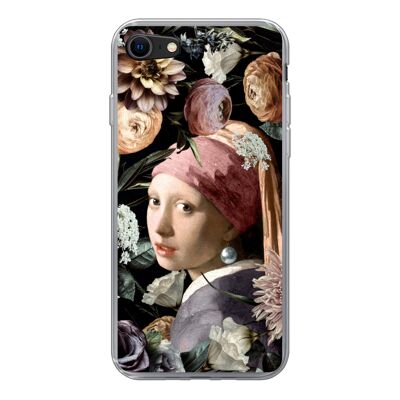 Hoesje voor iPhone 7 - Meisje met de parel - Bloemen - Vermeer - Siliconen