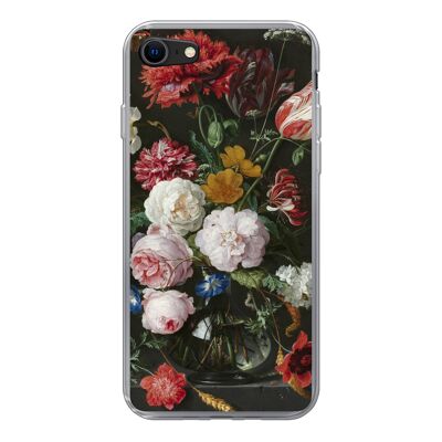 Hoesje voor iPhone SE 2020 - Stilleven met bloemen in een glazen vaas - Schilderij van Jan Davidsz. de Heem - Siliconen