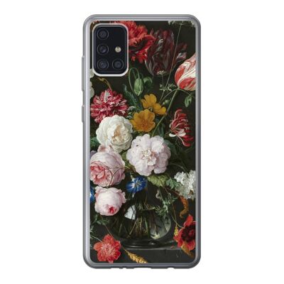Hoesje voor Samsung Galaxy A52 5G - Stilleven met bloemen in een glazen vaas - Schilderij van Jan Davidsz. de Heem - Siliconen