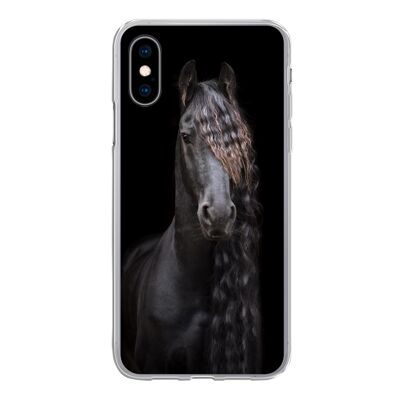 Hoesje voor iPhone X - Paard - Fries - Manen - Siliconen