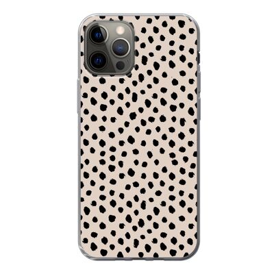 Hoesje voor iPhone 13 Pro - Stippen - Zwart - Beige - Siliconen