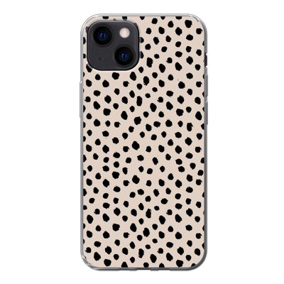 Hoesje voor iPhone 13 - Stippen - Zwart - Beige - Siliconen