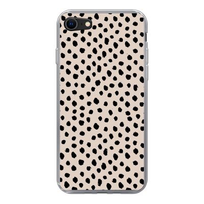 Hoesje voor iPhone 8 - Stippen - Zwart - Beige - Siliconen