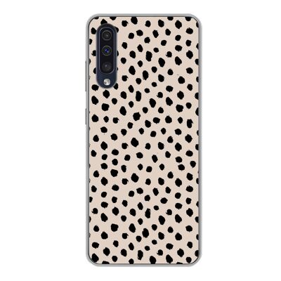 Hoesje voor Samsung Galaxy A50 - Stippen - Zwart - Beige - Siliconen