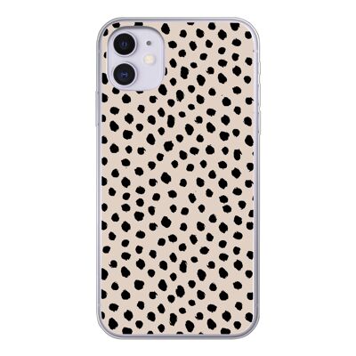 Hoesje voor iPhone 11 - Stippen - Zwart - Beige - Siliconen