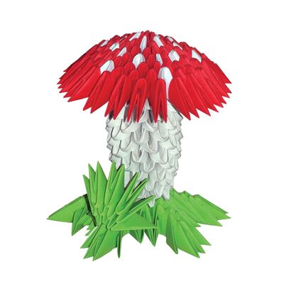 CHAMPIGNON Réalisé avec la technique de l'origami modulaire 3D Taille - 8 x 10 cm.