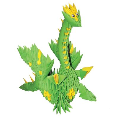 DRAGO VERDE Realizzato con la tecnica dell'origami modulare 3D Dimensioni - 15 x 15 cm.