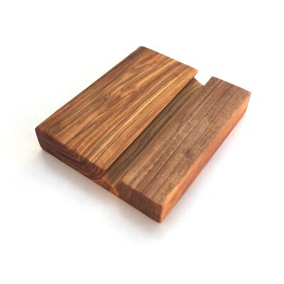 Smartphone tablet holder cell phone stand rectangle made of olive wood