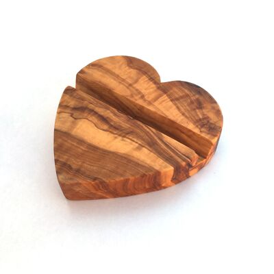 Support pour smartphone et tablette Support pour téléphone portable Coeur en bois d'olivier