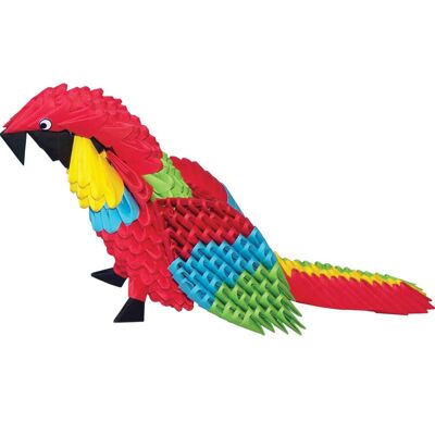 PARROT Made with the technique 3D modular origami Size -  12 x 22 cm.