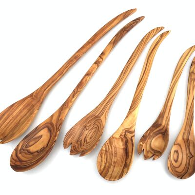 Set of 2 London salad servers made of olive wood