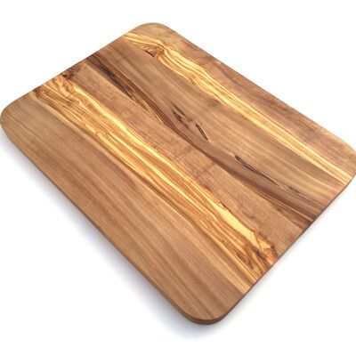 Tabla de servir rectangular redondeada de 40 cm de largo de madera de olivo