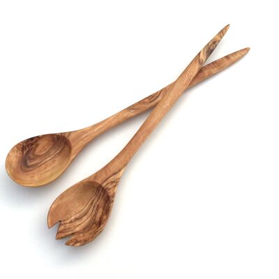 Juego de 2 cucharas para ensalada Barcelona 33 cm Cucharas para ensalada de madera de olivo