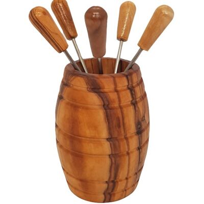 Tapas sticks 5 pieces with Olive wood holder