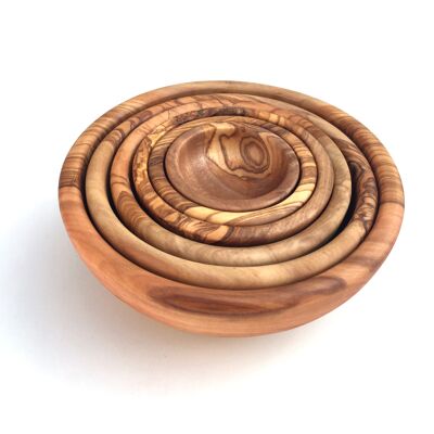 Set of 6 round bowls made of olive wood