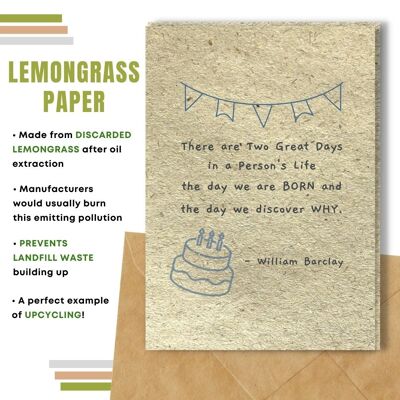 Handmade Eco Friendly Birthday Quote Cards | Sustainable Birthday Cards | Made With Plantable Seed Paper, Banana Paper, Elephant Poo Paper, Coffee Paper, Cotton Paper, Lemongrass Paper and more | Pack of 8 Greeting Cards | Two Great Days