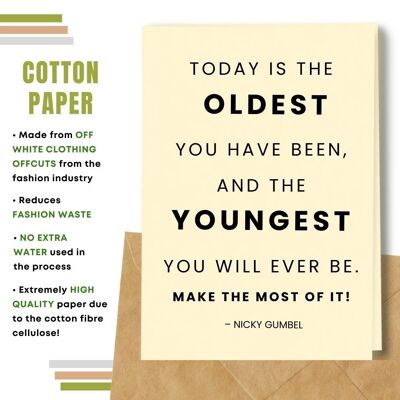Handmade Eco Friendly Birthday Quote Cards | Sustainable Birthday Cards | Made With Plantable Seed Paper, Banana Paper, Elephant Poo Paper, Coffee Paper, Cotton Paper, Lemongrass Paper and more | Pack of 8 Greeting Cards | Make the Most of it