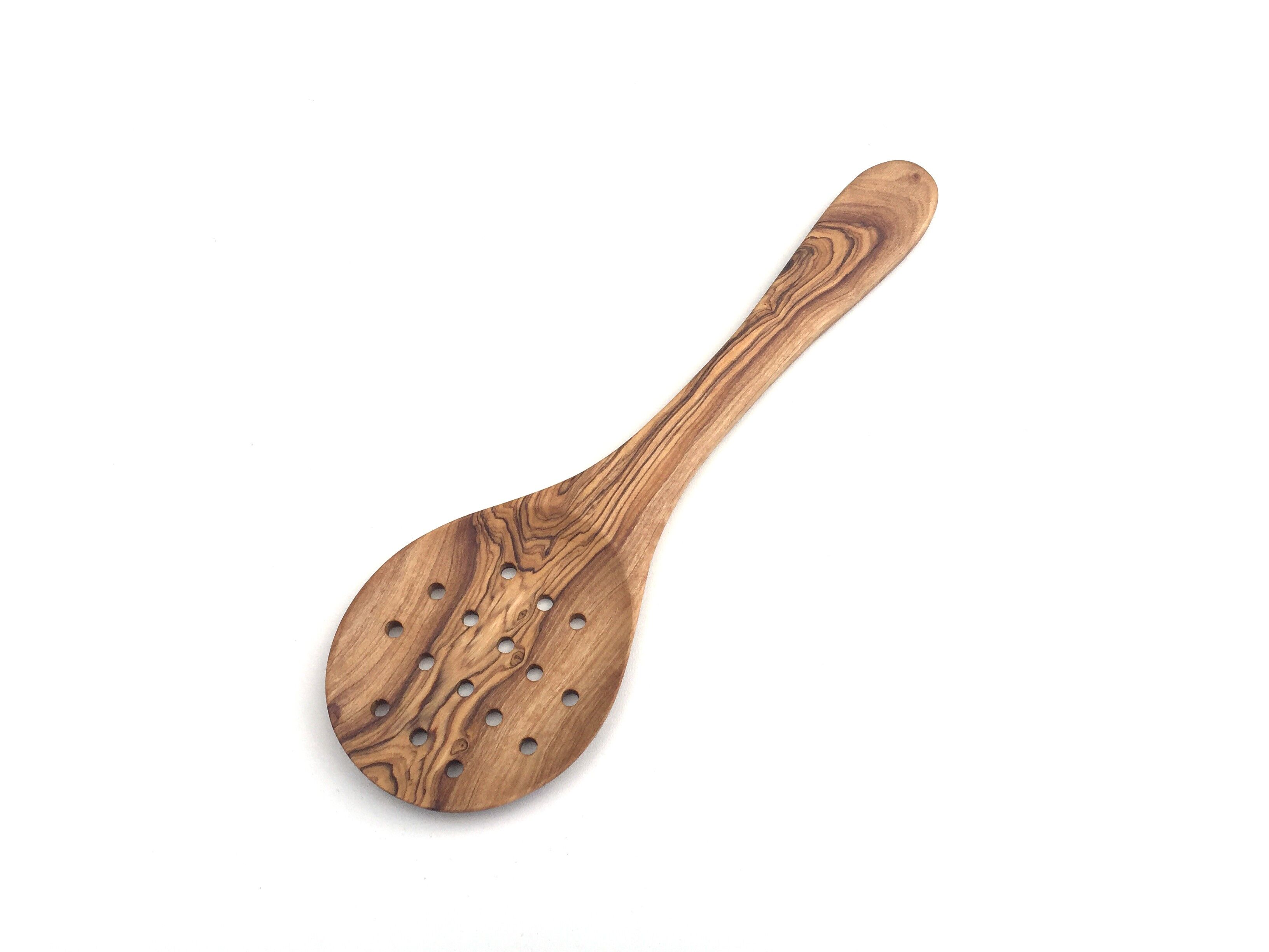 Mestolo forato 30 cm Mestolo forato extra largo in legno d'ulivo