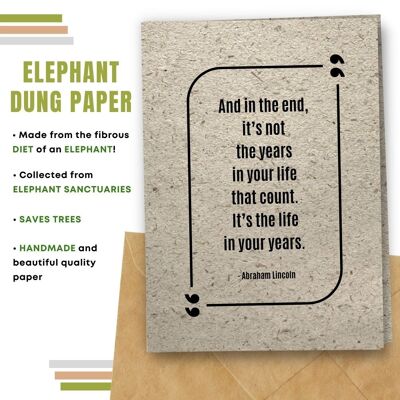 Handmade Eco Friendly Birthday Quote Cards | Sustainable Birthday Cards | Made With Plantable Seed Paper, Banana Paper, Elephant Poo Paper, Coffee Paper, Cotton Paper, Lemongrass Paper and more | Pack of 8 Greeting Cards | The Life in your Years