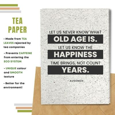 Tarjetas de cita de cumpleaños ecológicas hechas a mano | Tarjetas de cumpleaños sostenibles | Fabricado con papel de semillas plantables, papel de plátano, papel de caca de elefante, papel de café, papel de algodón, papel de limoncillo y más. Paquete de 8 tarjetas de felicitación | Años de felicidad