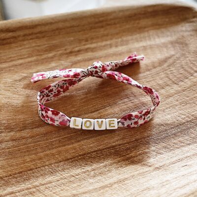 Pink liberty bracelet to personalize / golden letters