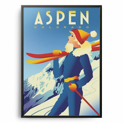 Retro art deco Aspen travel poster