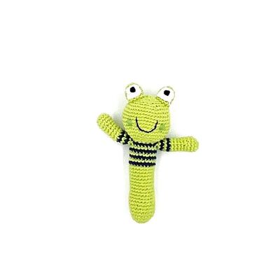 Jouet pour bébé au crochet : bâton hochet grenouille