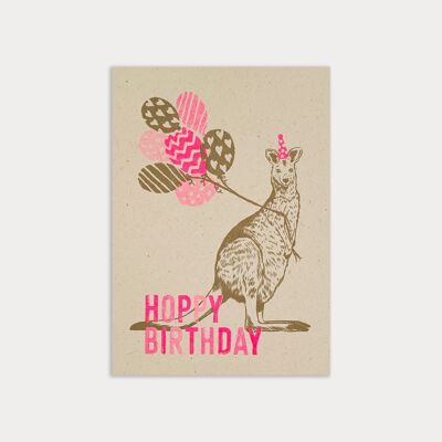 Pour un anniversaire / carte postale / Hoppy Birthday / papier écologique / teinture végétale