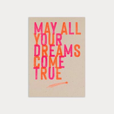 Postcard / May all your dreams come true / eco paper / vegetable colour