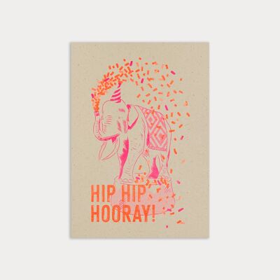 Carte postale / Hip Hip Hourra ! / papier éco / teinture végétale