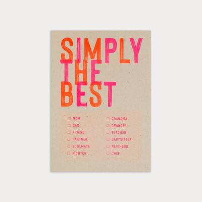 Postkarte / Simply the best / Ökopapier / Pflanzenfarbe