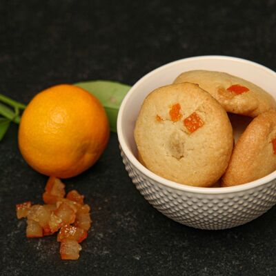 Vegane Bio-Kekse, 3 kg, kandiertes Orangen-Mürbteiggebäck und ätherisches Orangenöl